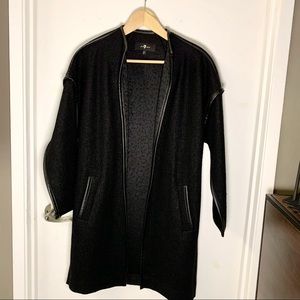 Oversized Long Black Jacket Duster Coat Cardigan Open Collarless